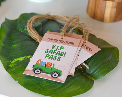 Safari VIP Passes - close up leaf and jeep design