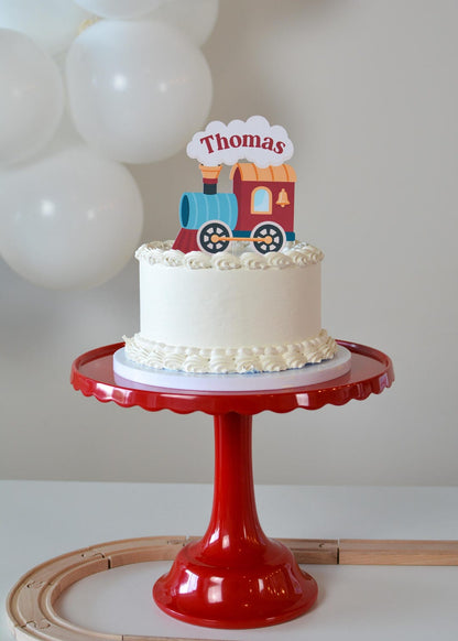 Personalized Train Cake Topper - with wooden train tracks