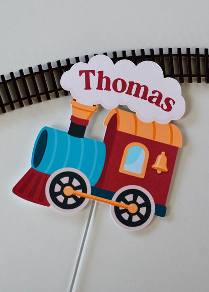 Personalized Train Cake Topper - close up steam engine