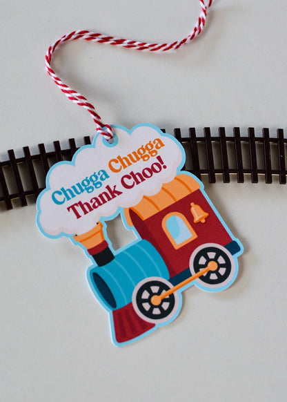 Chugga Chugga Thank Choo Gift Tags - detail with twine