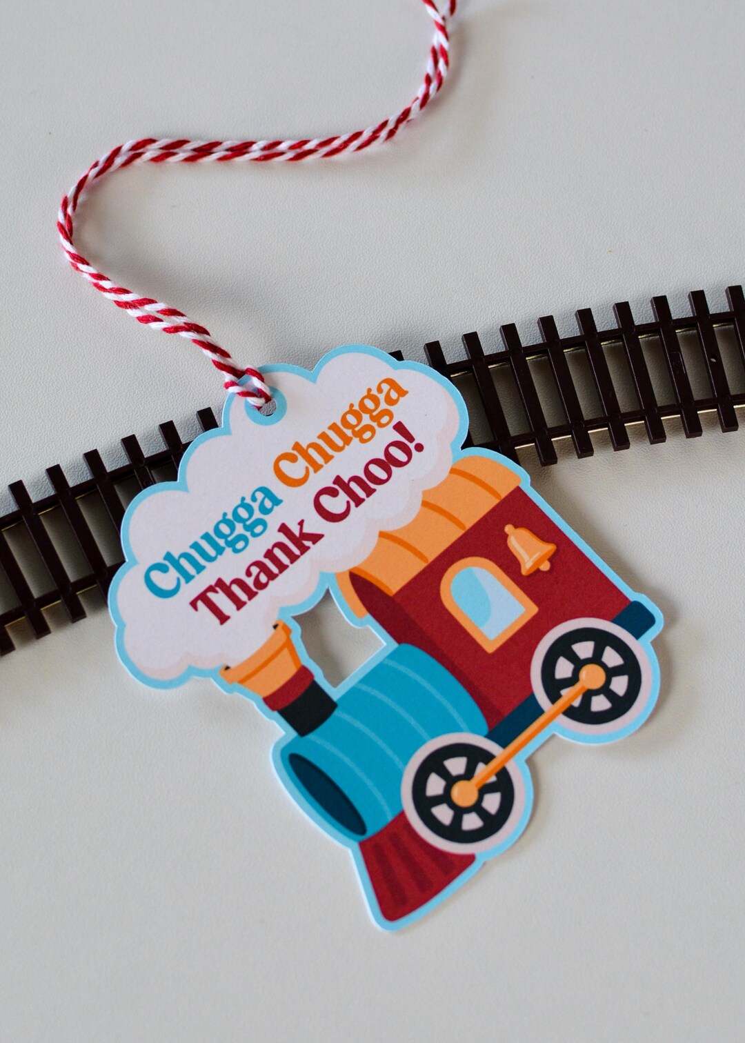 Chugga Chugga Thank Choo Gift Tags - close up tag design