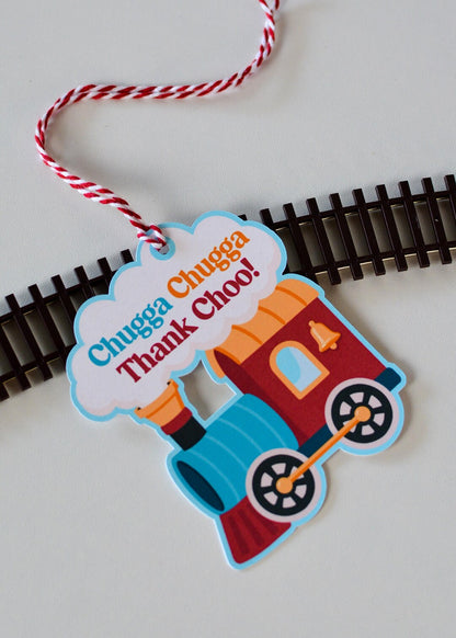 Chugga Chugga Thank Choo Gift Tags - close up tag design