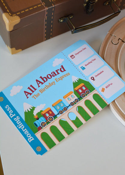 Train Birthday Invitation - close up ticket details
