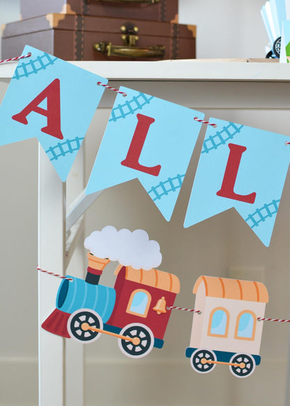 Train Banner - close up ALL pennants with train engine