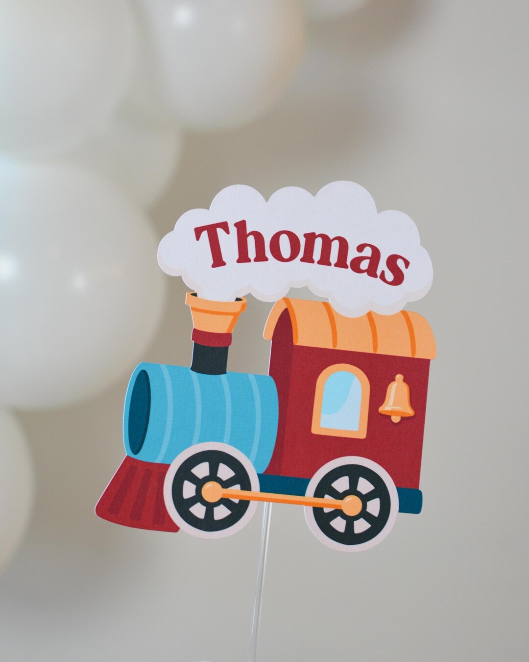 Personalized Train Cake Topper - yellow bell detail