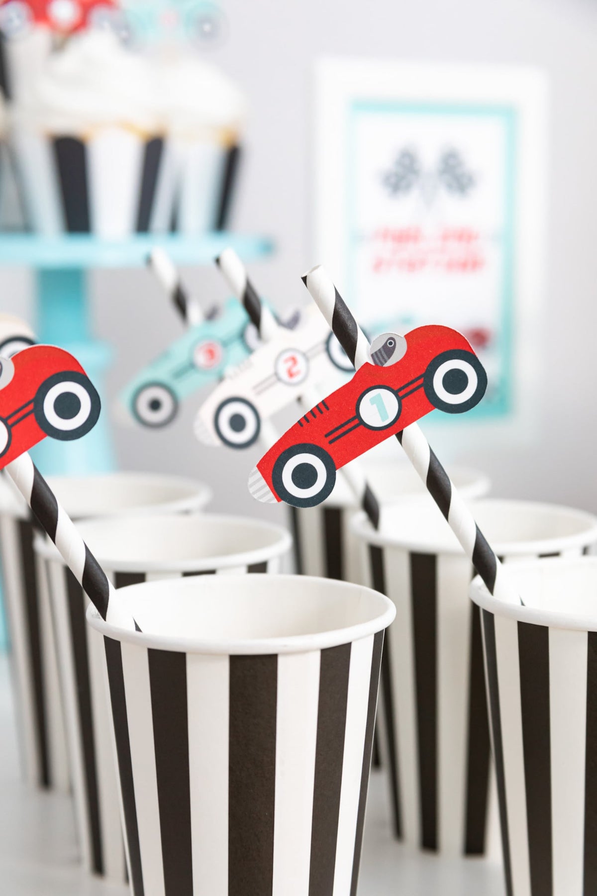 Race car straws
