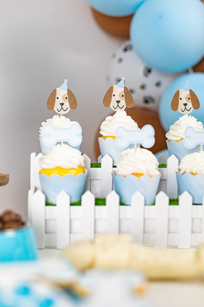 Puppy dog cupcake toppers and straws