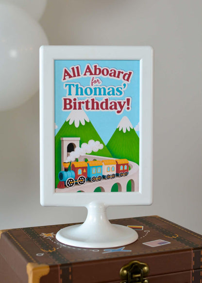 Personalized Train Party Bundle - All Aboard Train welcome sign