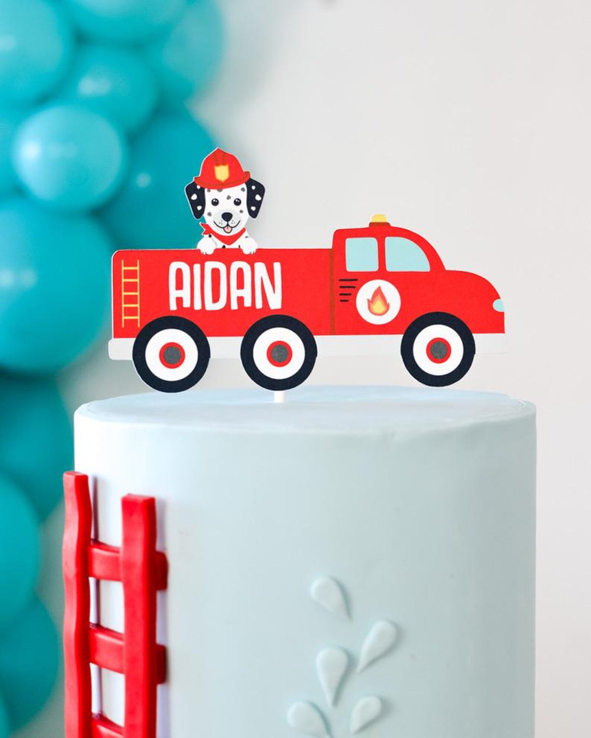 Personalized Firefighter Party Bundle - personalized firetruck cake topper