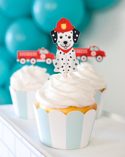 Personalized Firefighter Party Bundle - firefighter dalmatian straws