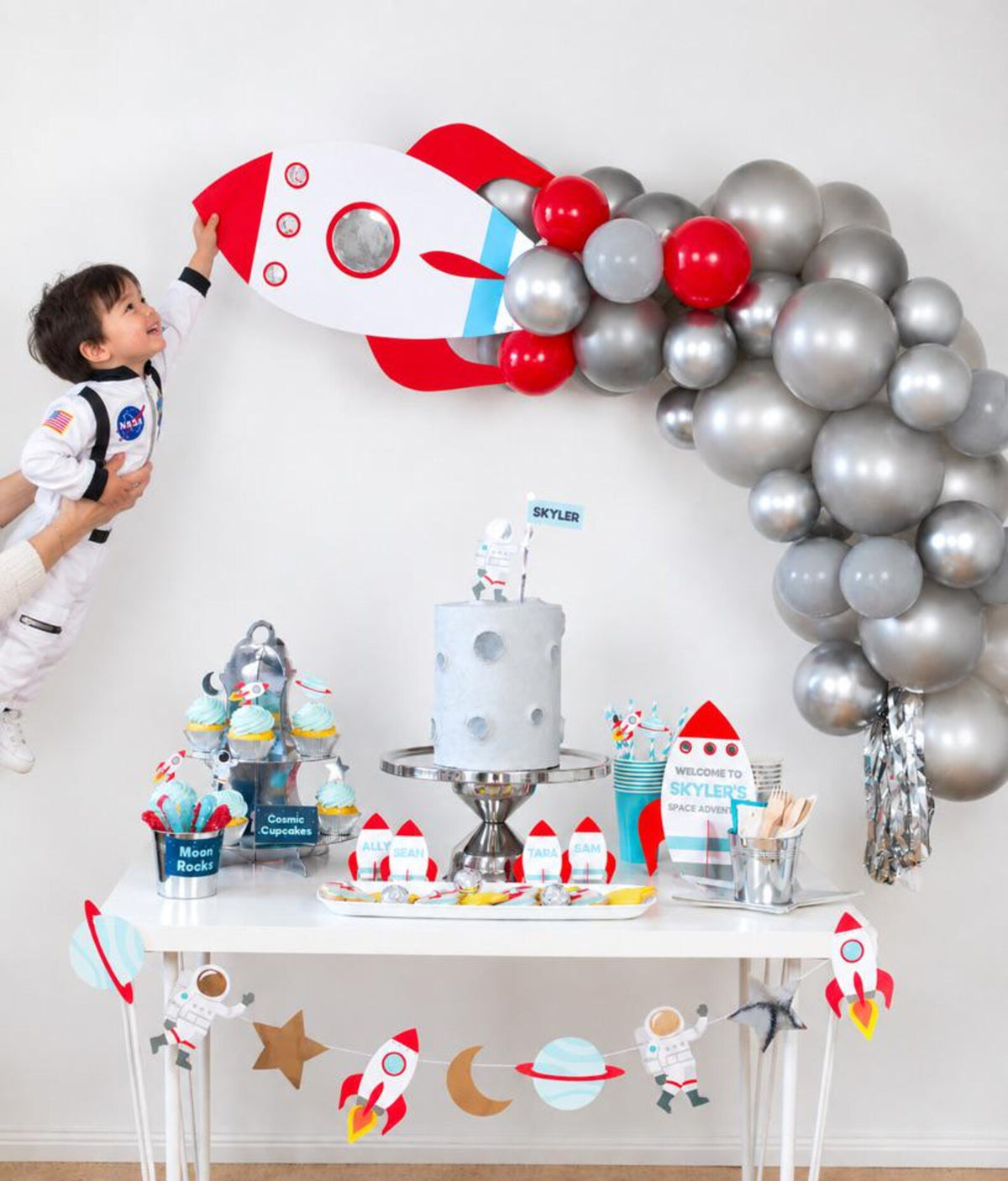Personalized Space Party Bundle - rocket ship dessert table decor