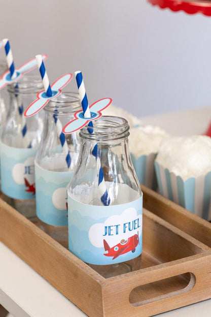 Personalized Airplane Party Bundle - vintage airplane tent cards