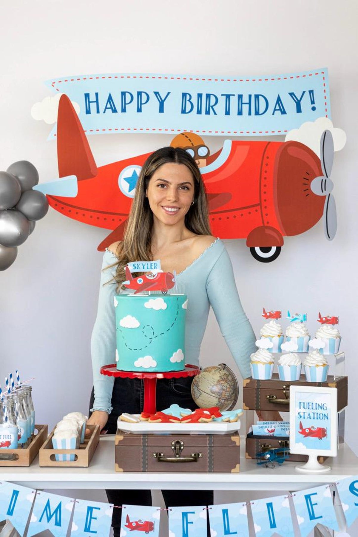Personalized Airplane Party Bundle - Passport Photo photo booth sign