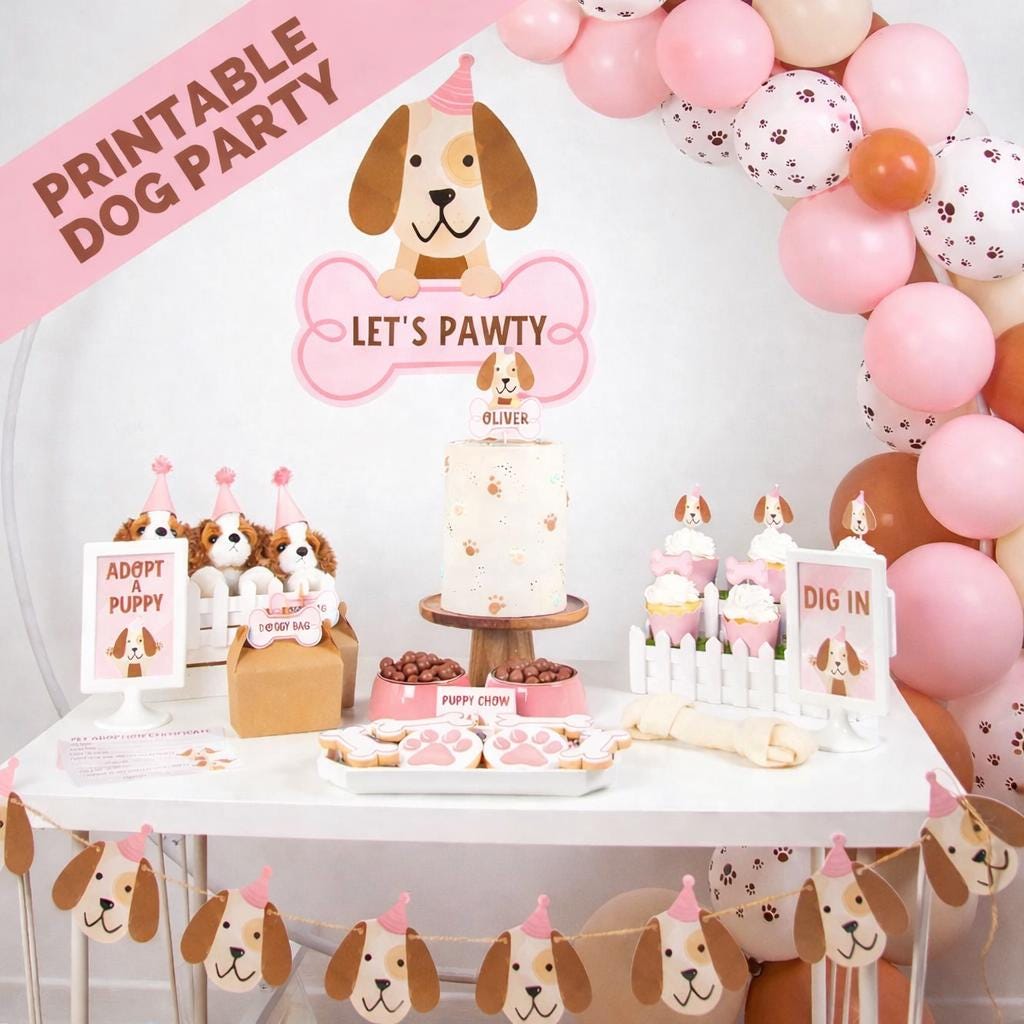 Pink Puppy Birthday Party Bundle